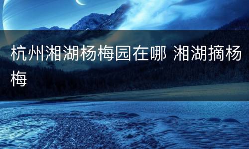 杭州湘湖杨梅园在哪 湘湖摘杨梅