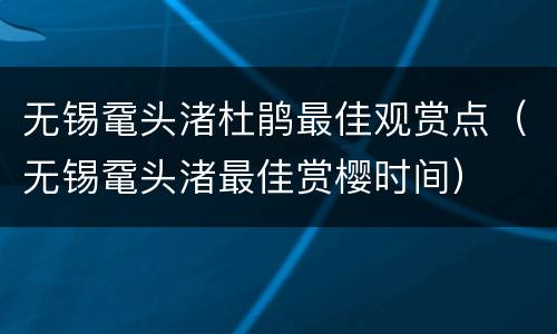 无锡鼋头渚杜鹃最佳观赏点（无锡鼋头渚最佳赏樱时间）
