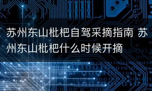 苏州东山枇杷自驾采摘指南 苏州东山枇杷什么时候开摘