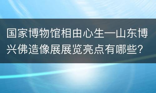 国家博物馆相由心生—山东博兴佛造像展展览亮点有哪些?