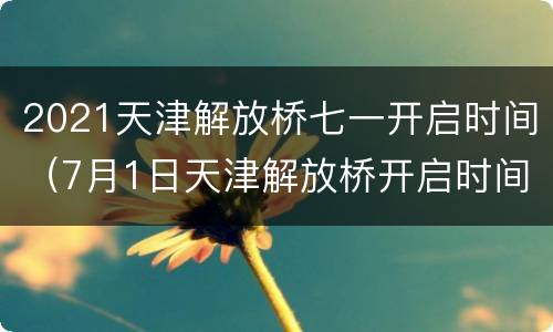 2021天津解放桥七一开启时间（7月1日天津解放桥开启时间）