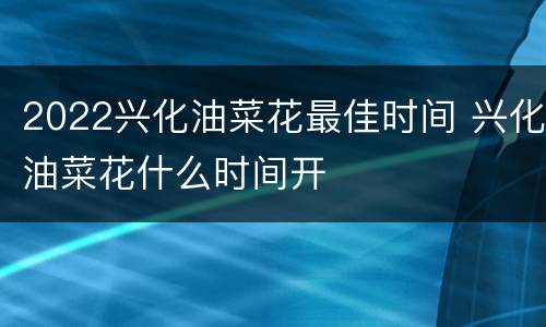 2022兴化油菜花最佳时间 兴化油菜花什么时间开