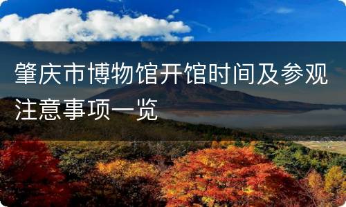 肇庆市博物馆开馆时间及参观注意事项一览