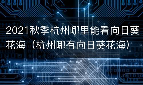 2021秋季杭州哪里能看向日葵花海（杭州哪有向日葵花海）