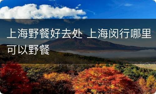 上海野餐好去处 上海闵行哪里可以野餐