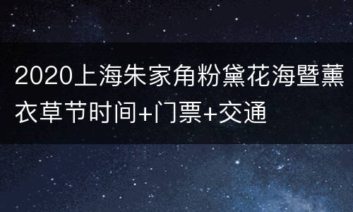 2020上海朱家角粉黛花海暨薰衣草节时间+门票+交通