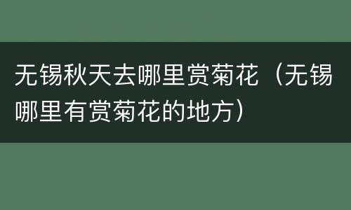 无锡秋天去哪里赏菊花（无锡哪里有赏菊花的地方）