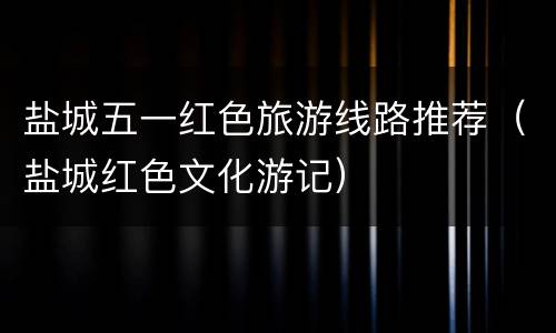 盐城五一红色旅游线路推荐（盐城红色文化游记）