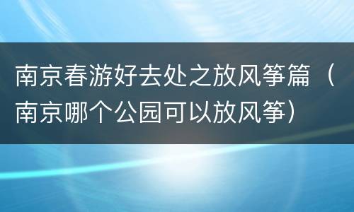 南京春游好去处之放风筝篇（南京哪个公园可以放风筝）