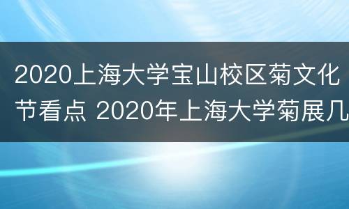 2020上海大学宝山校区菊文化节看点 2020年上海大学菊展几时开幕