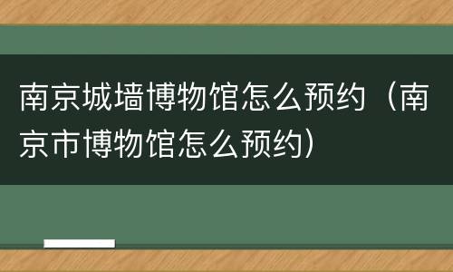南京城墙博物馆怎么预约（南京市博物馆怎么预约）