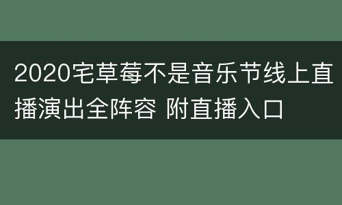2020宅草莓不是音乐节线上直播演出全阵容 附直播入口