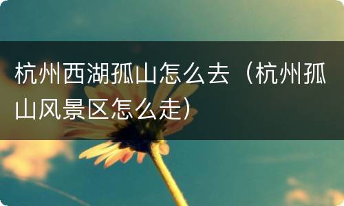 杭州西湖孤山怎么去（杭州孤山风景区怎么走）