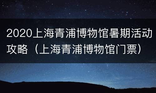2020上海青浦博物馆暑期活动攻略（上海青浦博物馆门票）