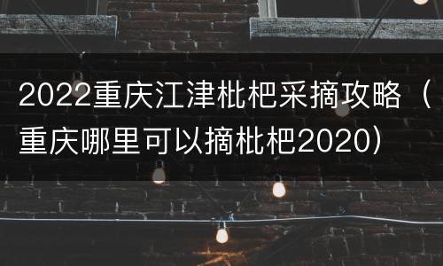 2022重庆江津枇杷采摘攻略（重庆哪里可以摘枇杷2020）