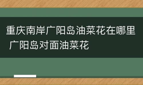重庆南岸广阳岛油菜花在哪里 广阳岛对面油菜花