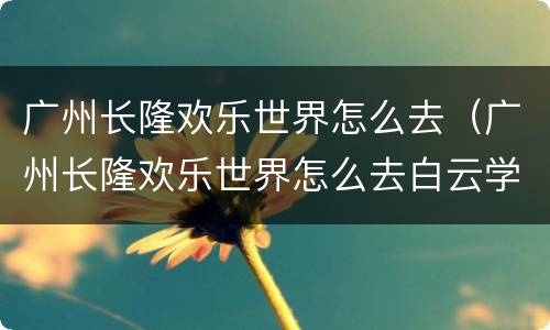 广州长隆欢乐世界怎么去（广州长隆欢乐世界怎么去白云学院）