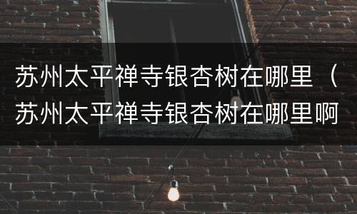 苏州太平禅寺银杏树在哪里（苏州太平禅寺银杏树在哪里啊）