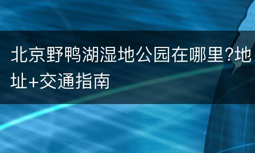 北京野鸭湖湿地公园在哪里?地址+交通指南