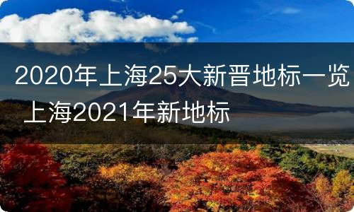 2020年上海25大新晋地标一览 上海2021年新地标
