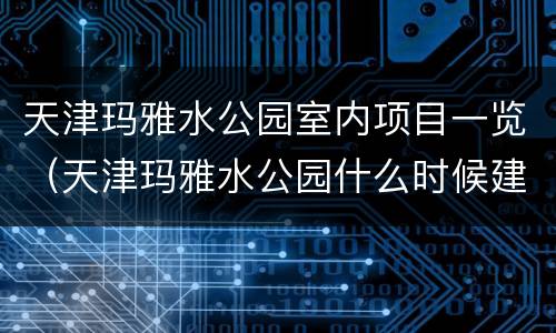 天津玛雅水公园室内项目一览（天津玛雅水公园什么时候建成的）