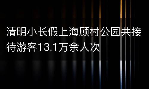 清明小长假上海顾村公园共接待游客13.1万余人次