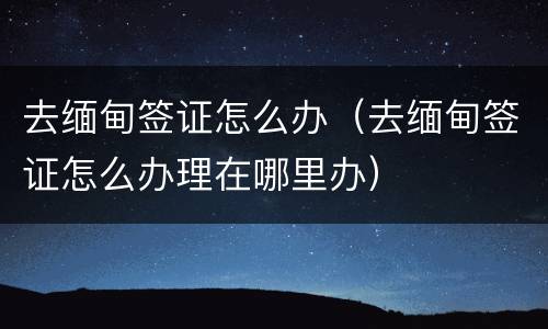 去缅甸签证怎么办（去缅甸签证怎么办理在哪里办）