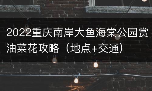 2022重庆南岸大鱼海棠公园赏油菜花攻略（地点+交通）