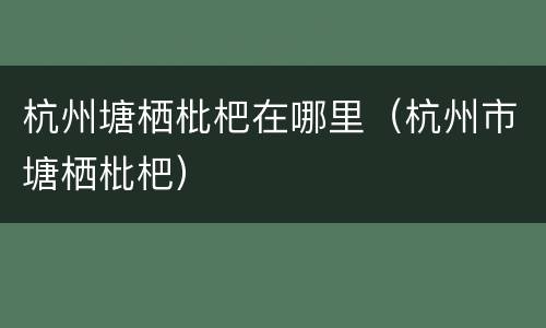 杭州塘栖枇杷在哪里（杭州市塘栖枇杷）