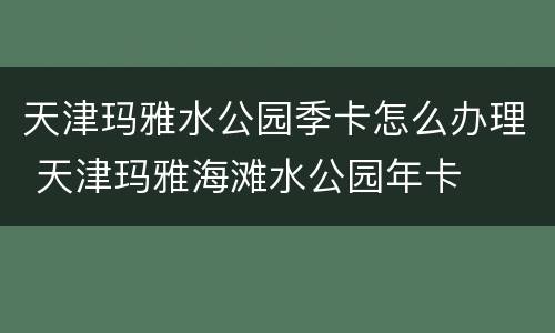 天津玛雅水公园季卡怎么办理 天津玛雅海滩水公园年卡