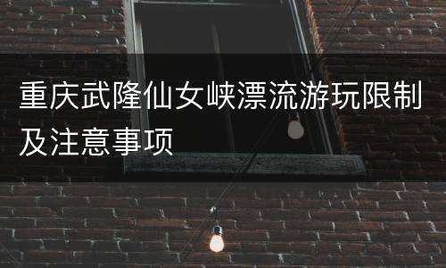 重庆武隆仙女峡漂流游玩限制及注意事项