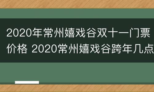 2020年常州嬉戏谷双十一门票价格 2020常州嬉戏谷跨年几点结束