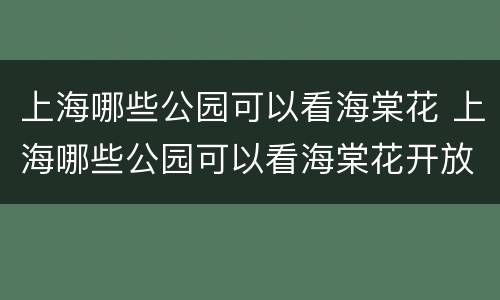上海哪些公园可以看海棠花 上海哪些公园可以看海棠花开放