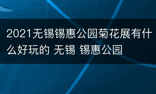 2021无锡锡惠公园菊花展有什么好玩的 无锡 锡惠公园