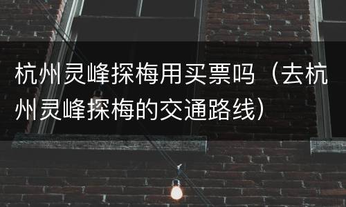 杭州灵峰探梅用买票吗（去杭州灵峰探梅的交通路线）