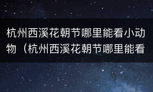 杭州西溪花朝节哪里能看小动物（杭州西溪花朝节哪里能看小动物玩耍）