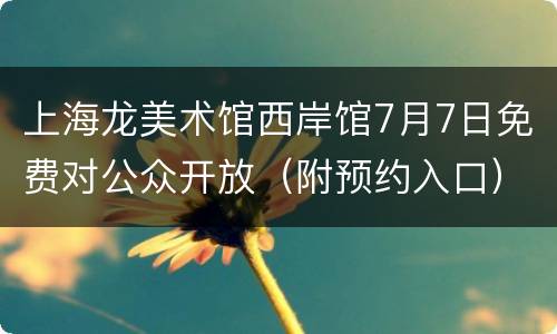 上海龙美术馆西岸馆7月7日免费对公众开放（附预约入口）