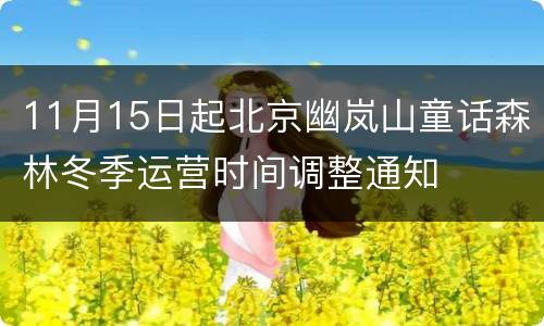 11月15日起北京幽岚山童话森林冬季运营时间调整通知