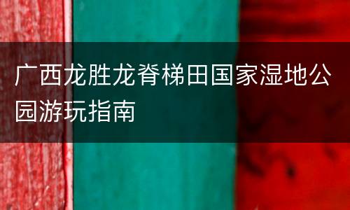 广西龙胜龙脊梯田国家湿地公园游玩指南