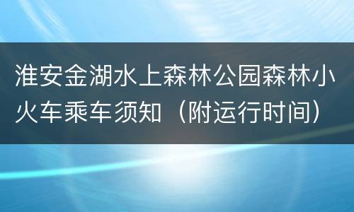 淮安金湖水上森林公园森林小火车乘车须知（附运行时间）