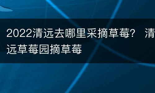 2022清远去哪里采摘草莓？ 清远草莓园摘草莓