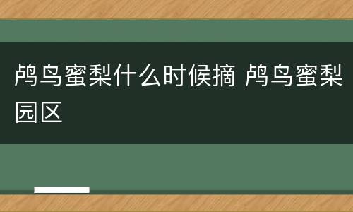 鸬鸟蜜梨什么时候摘 鸬鸟蜜梨园区