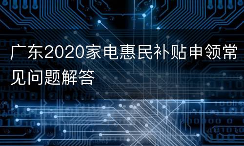 广东2020家电惠民补贴申领常见问题解答