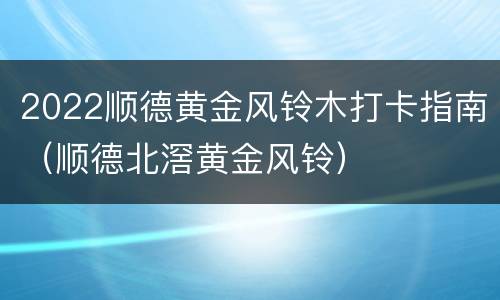 2022顺德黄金风铃木打卡指南（顺德北滘黄金风铃）