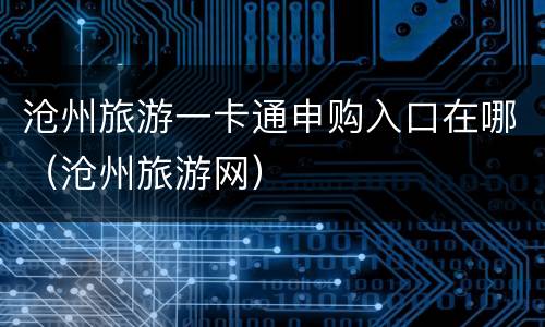 沧州旅游一卡通申购入口在哪（沧州旅游网）