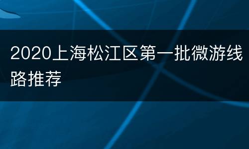 2020上海松江区第一批微游线路推荐
