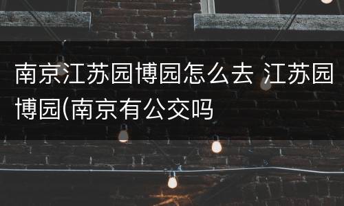 南京江苏园博园怎么去 江苏园博园(南京有公交吗