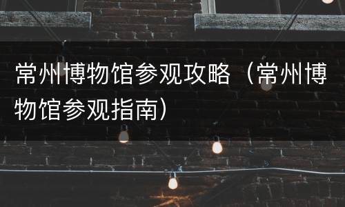 常州博物馆参观攻略（常州博物馆参观指南）
