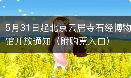 5月31日起北京云居寺石经博物馆开放通知（附购票入口）