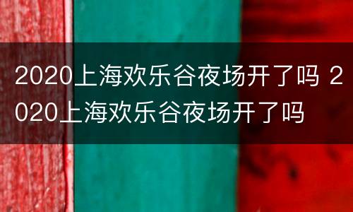 2020上海欢乐谷夜场开了吗 2020上海欢乐谷夜场开了吗